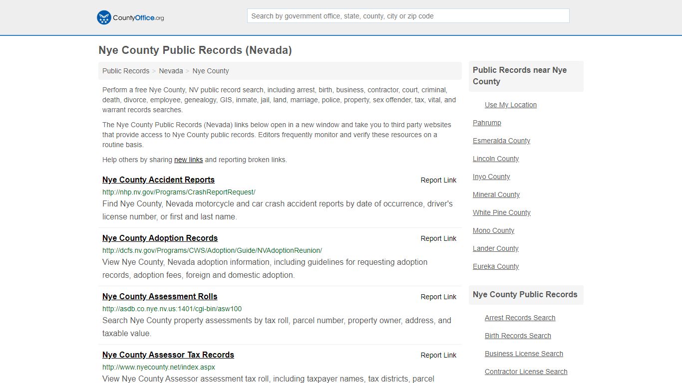 Public Records - Nye County, NV (Business, Criminal, GIS ...