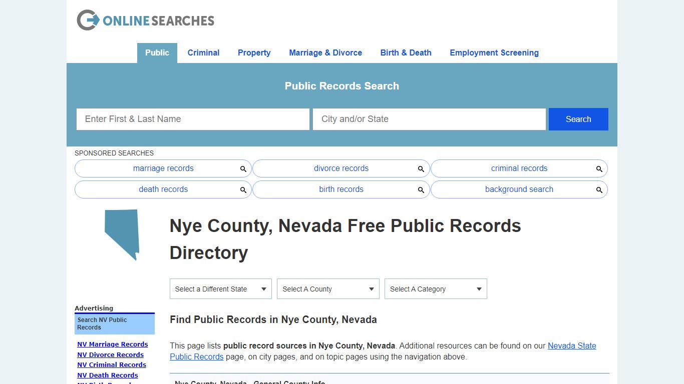 Nye County, Nevada Public Records Directory