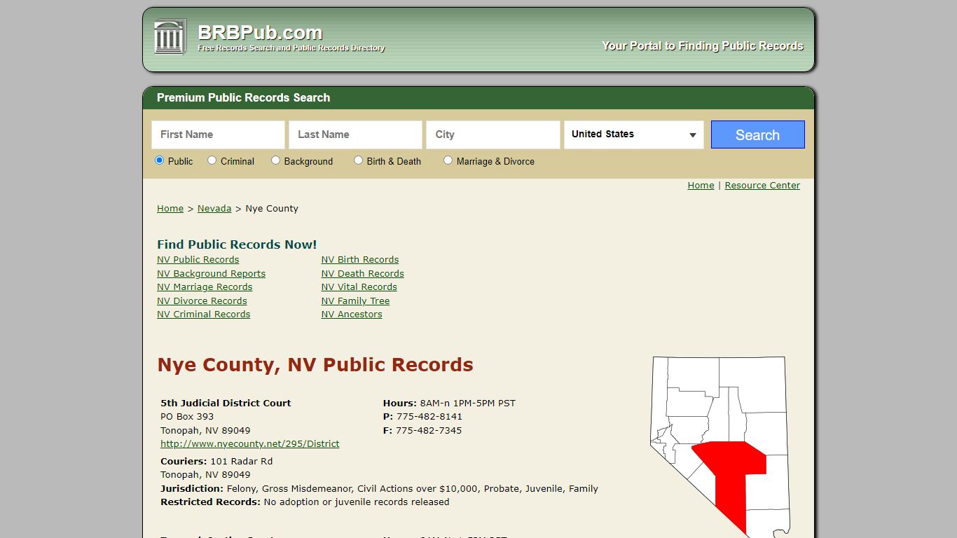 Nye County Public Records | Search Nevada Government Databases